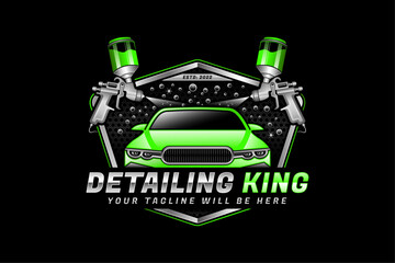 Car Wash Logo, Detailing king logo, Car detailing logo, auto detailing logo, automotive logo, automobile logo, car polish logo, car service logo, car repair logo, car cleaning logo design template