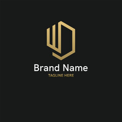 Modern elegant Creative and unique geometrical WD logo design