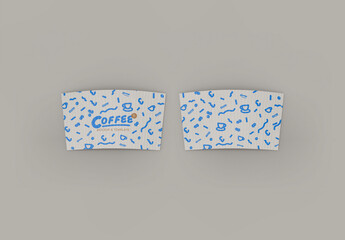 3d Front and Back Coffee Cup Sleeve Mockup