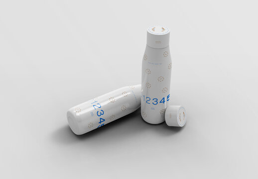 3d Two Shiny Bottle Mockup