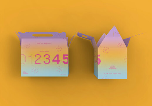 3d Views of Take Away Pastry Opened Box Mockup