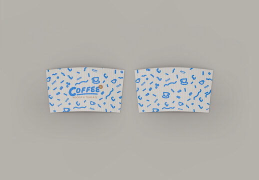 3d Front and Back Coffee Cup Sleeve Mockup