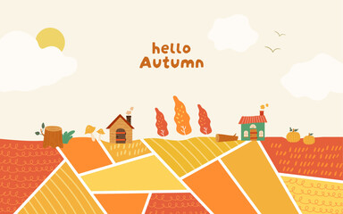 Small town with Autumn colors in plantation