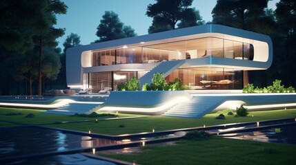 Futuristic modern house architecture concept