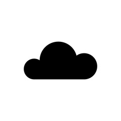 cloud icon in black color isolated on white background, weather phenomena or data storage