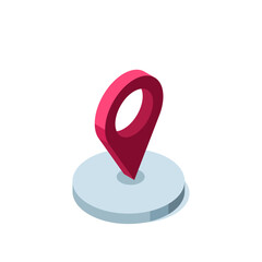 isometric location icon in color on white background, geolocation or destination