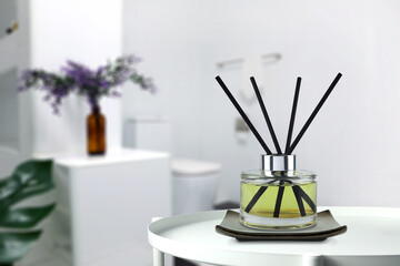 luxury aroma scent reed diffuser glass bottle is used as air freshener with background of nice...