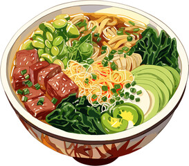 Ramen in Bowl Japanese food illustration 