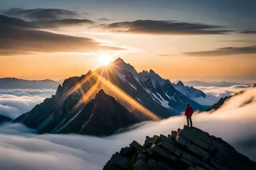 Zelfklevend Fotobehang sunrise in the mountains was beautiful © Malik