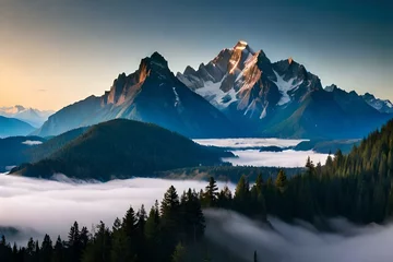 Foto auf Acrylglas Tatra sunrise over the mountains