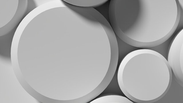 Collection of cylinders minimal flat ray creates art with simple geometry Gray abstract 3D Rendering image