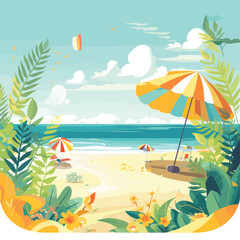 Fototapeta na wymiar Summer party, vacation and travel concept. Vector illustration in minimalistic style.