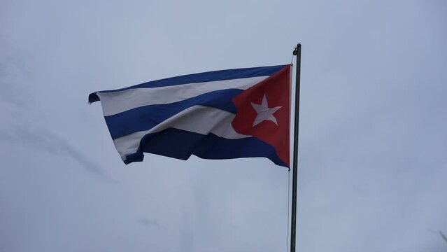A Cuban Flag Waving In The Wind