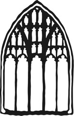 English perpendicular gothic panel window tracery stylized vector. Architectural element; medieval cathedral arches. - obrazy, fototapety, plakaty