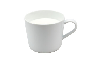 White cup of fresh milk isolated on transparent background png file