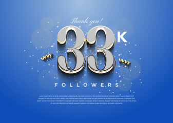 classic number with festive and beautiful decoration for 33k followers celebration