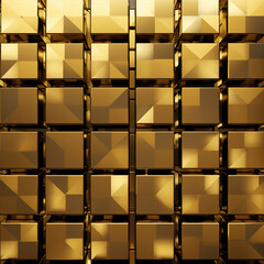 Gold metal cubes, blocks. Abstract geometric background.