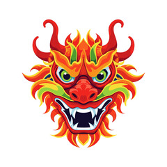 Trendy cartoon flat style dragon character sticker logo stylized vector illustration symbol year of dragon 2024 red color logo mask	