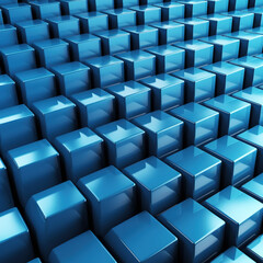 Abstract geometric blue background with cubes. Diagonal surface made of cubes.