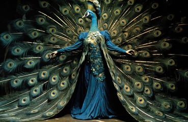 Dancer dressed as a peacock