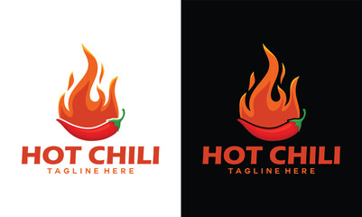 Hot Chile logo design concept vector template. Spicy chili logo icon Premium Vector