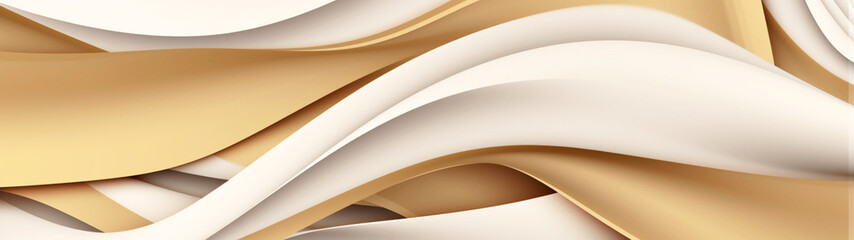 Abstract banner with white and gold wave background. Generative AI