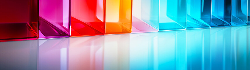 Abstract banner with colorful glass squares. New modern minimalist design. Generative AI