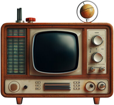 ai generated vintage TV monitor looking like a wooden radio, retro tv set.