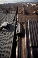A View Of A Roof With A Skylight On Top Of It