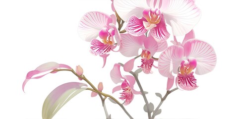 Fototapeta na wymiar Blooming orchid on a white background. Delicate orchid flower.