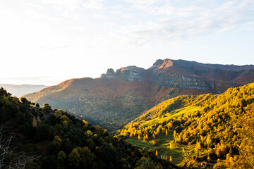 Autumn sunrise in Puigsacalm peak, La Garrotxa, Spain