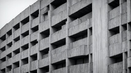 A Black And White Photo Of A Building Made Of Concrete