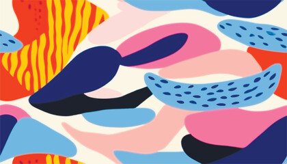 Modern colorful abstract pattern. Hand drawn trendy illustrations. Creative collage seamless pattern