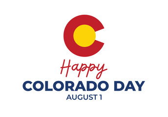 Happy colorado day August 1, colorado day text Typography illustration