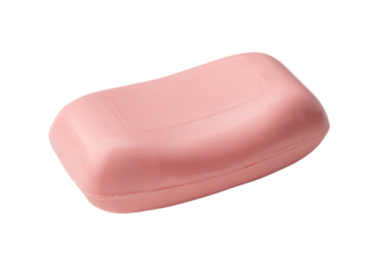 Single dry pink soap bar isolated on white background with clipping path in png file format