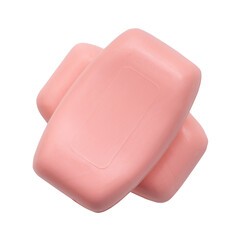 Two dry pink soap bars in stack isolated on white background with clipping path.