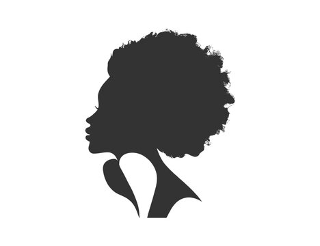 Black woman with afro hair silhouette. Vector illustration design.
