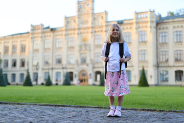 Happy schoolgirl, time to go back to school.