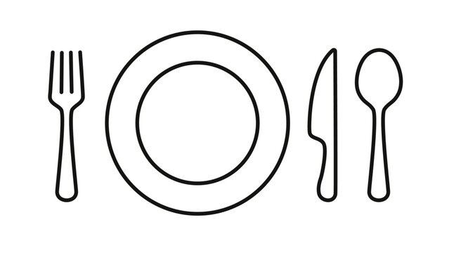 Spoon, fork, knife and plate on the dining table