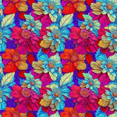Fotobehang Seamless pattern painting of flowers © avero