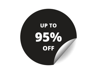 Up to 95% off round sticker sign. 95% off circle sticker banner, badge symbol vector illustration