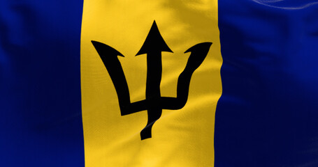 Barbados national flag waving