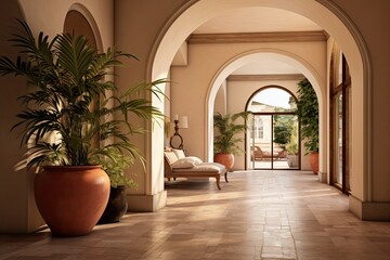 Fototapeta premium a photo of an interior hallway of an elegant residence Generative AI