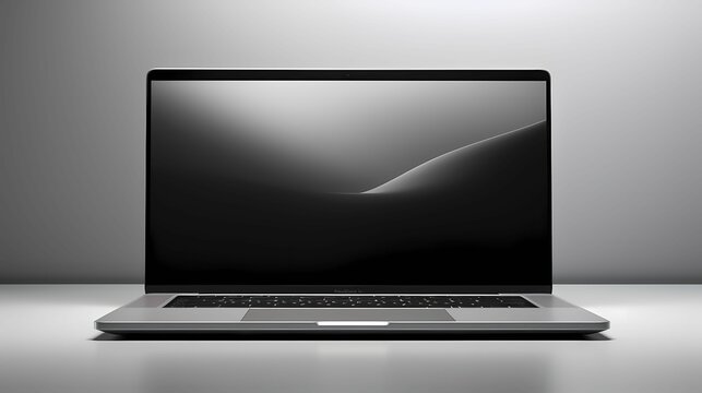 Laptop with grey background suitable for wallpaper or screen saver or other digital use 
