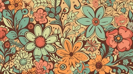 Fototapeta na wymiar Floral background with flowers and leaves. Seamless pattern with flowers. 