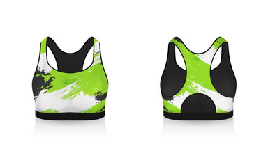 Specification Sport Bra Outfits , Standard Uniform Base Color White and Black template mock up for design. Vector Illustration