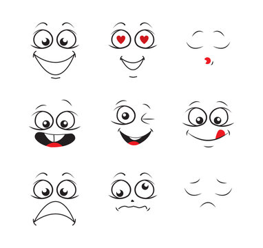 set of funny cartoon faces