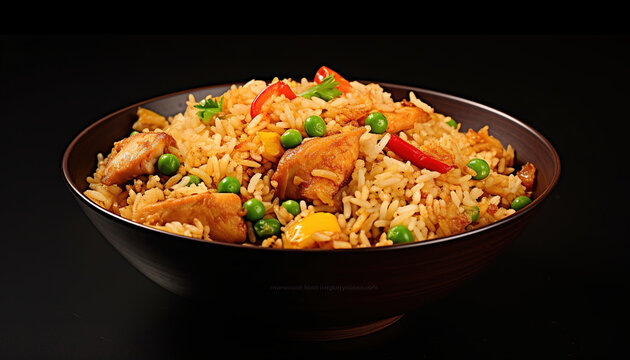Chicken Fried Rice in Plate, ai generated