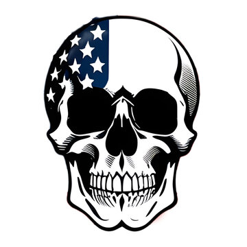skull illustration with american flag paint