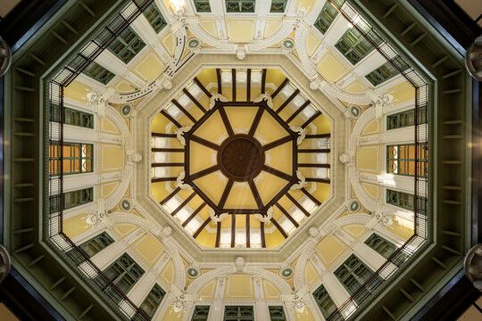 Tokyo, July 26, 2015. Tokyo Station marunouchi exit hallway octogonal ceiling.